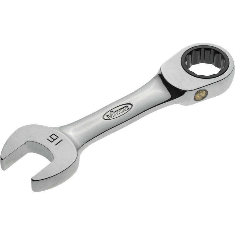 foto del prodotto vigor ratcheting combination wrench short v2830 profilo esagonale esterno, profilo a doppio esagono esterno size 16 mm