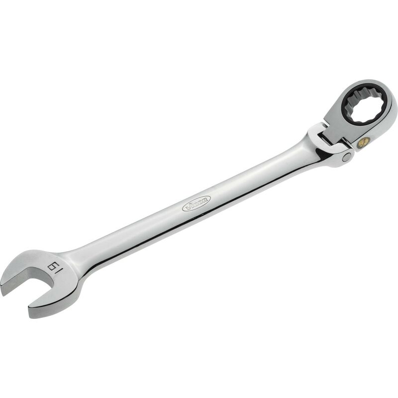 foto del prodotto vigor ratcheting combination wrench with hinge v2817 profilo esagonale esterno, profilo a doppio esagono esterno size 19 mm