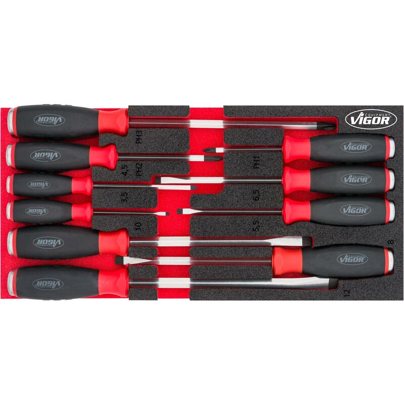 foto del prodotto vigor screwdriver set with impact cap v5068 profilo ad intaglio, profilo intaglio a croce ph 0.6 x 3.5 2 x 12 ph1 ph3 numero