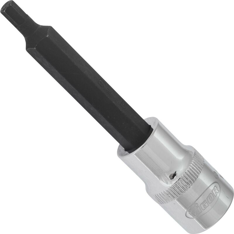 foto del prodotto vigor screwdriver socket for inside hexagon screws v2072 attacco quadro, cavo, 1 2 di pollice 12,5 mm profilo esagonale interno size 5 mm