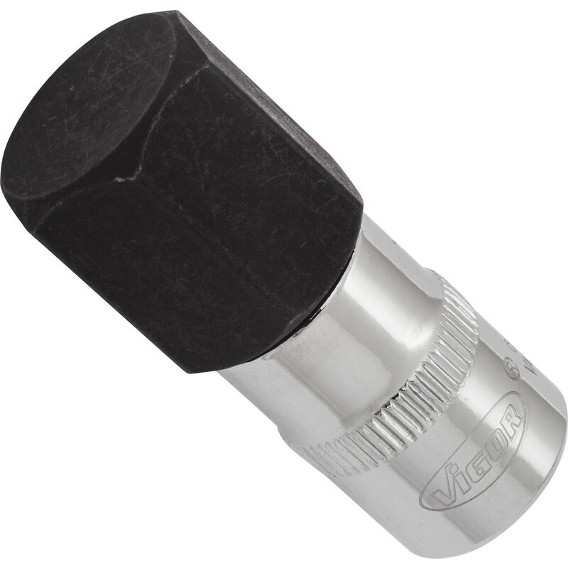 foto del prodotto vigor screwdriver socket for inside hexagon screws v6140 attacco quadro, cavo, 3 8 di pollice 10 mm profilo esagonale interno size 19 mm