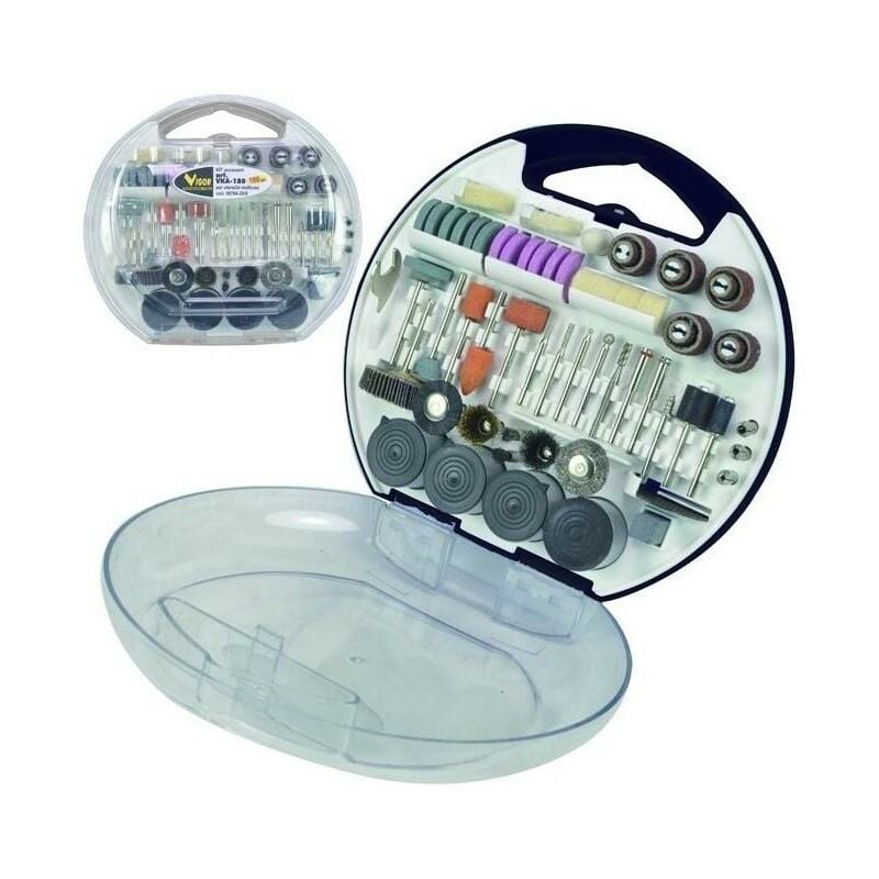 foto del prodotto vigor set kit 180 accessori per utensili multiuso dremel mini trapano ev8051