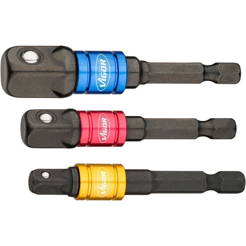 foto del prodotto vigor socket adapter set v7603 3 attacco esagonale, massiccio, 1 4 di pollice 6,3 mm attacco quadro, massiccio, 1 4 di pollice 6,3 mm ,