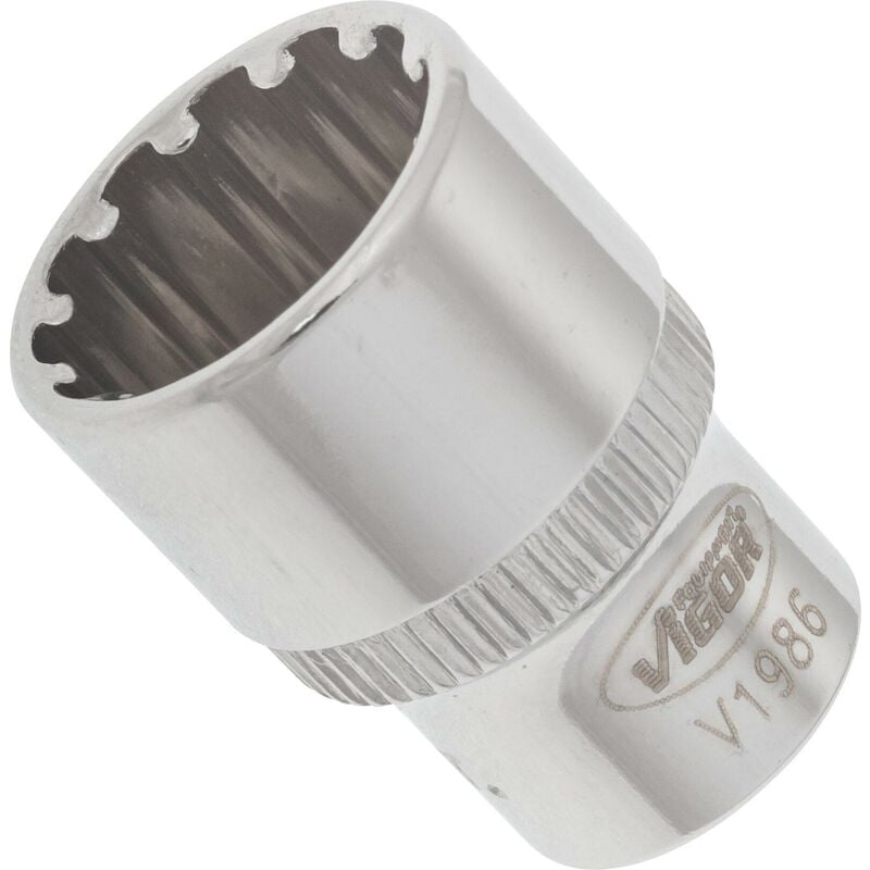 foto del prodotto vigor socket with multi purpose profile v1986 attacco quadro, cavo, 1 4 di pollice 6,3 mm multiprofilo size 13 mm