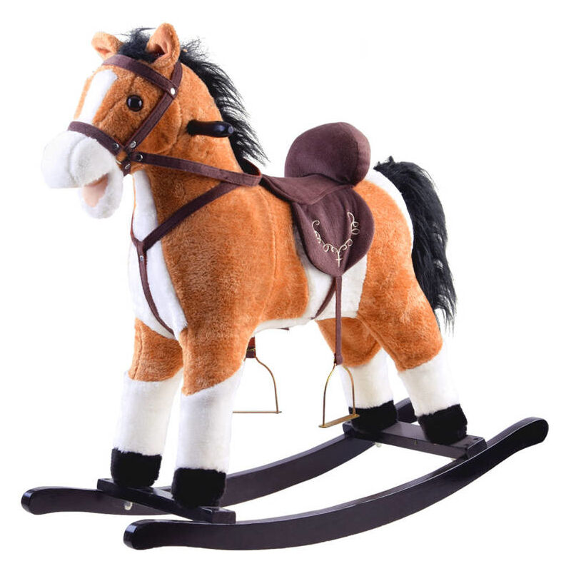 foto del prodotto viking choice cavallo a dondolo con suono, canzoni e coda che si muove 3 marrone