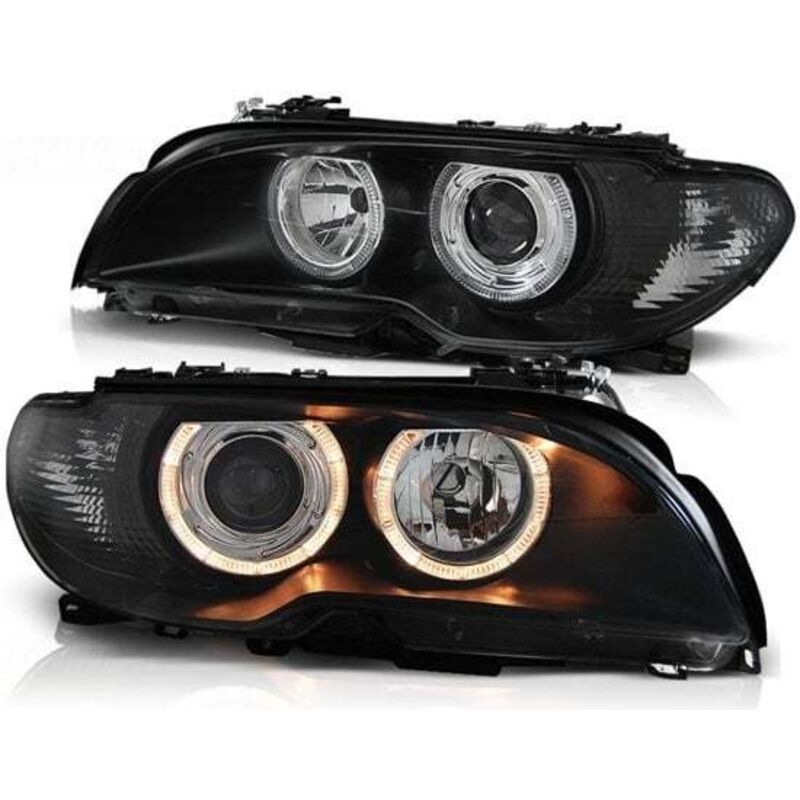 foto del prodotto viking choice cerchioni fari dual halo bmw e46 04 03 06 coupe cabrio angel eyes black