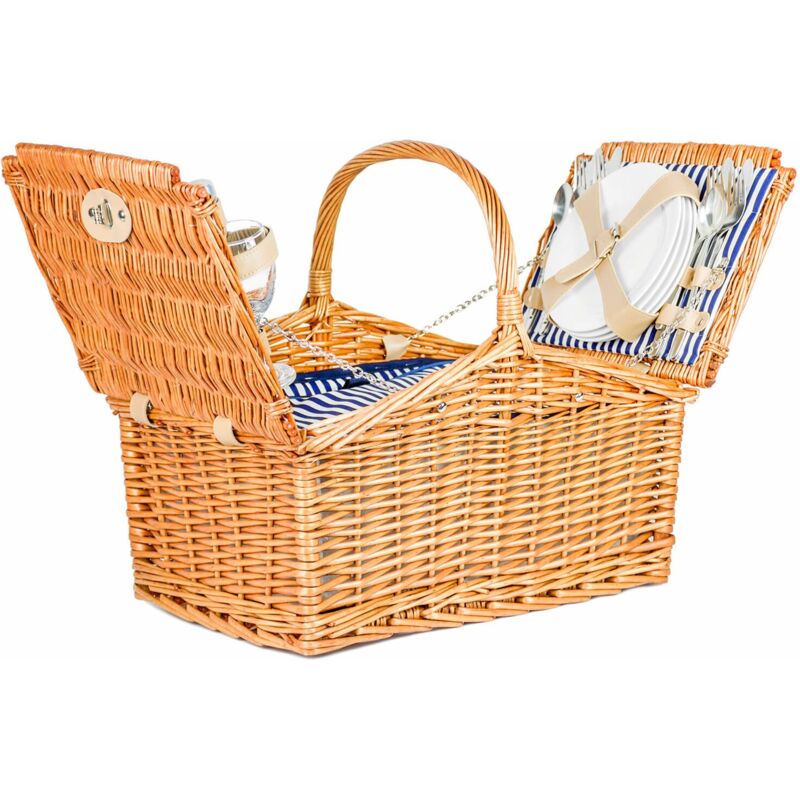 foto del prodotto viking choice cestino da picnic 4 persone con stoviglie e borsa termica vimini chiaro