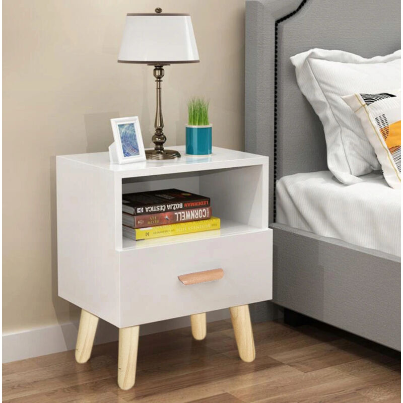 foto del prodotto viking choice comodino bianco con 1 cassetto 38x30x40 cm