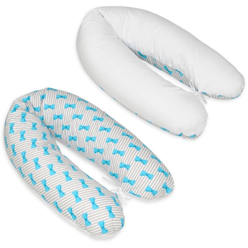 foto del prodotto viking choice cuscino allattamento cuscino gravidanza 100 cotone con cordoncini 145 cm fiocchi bianco