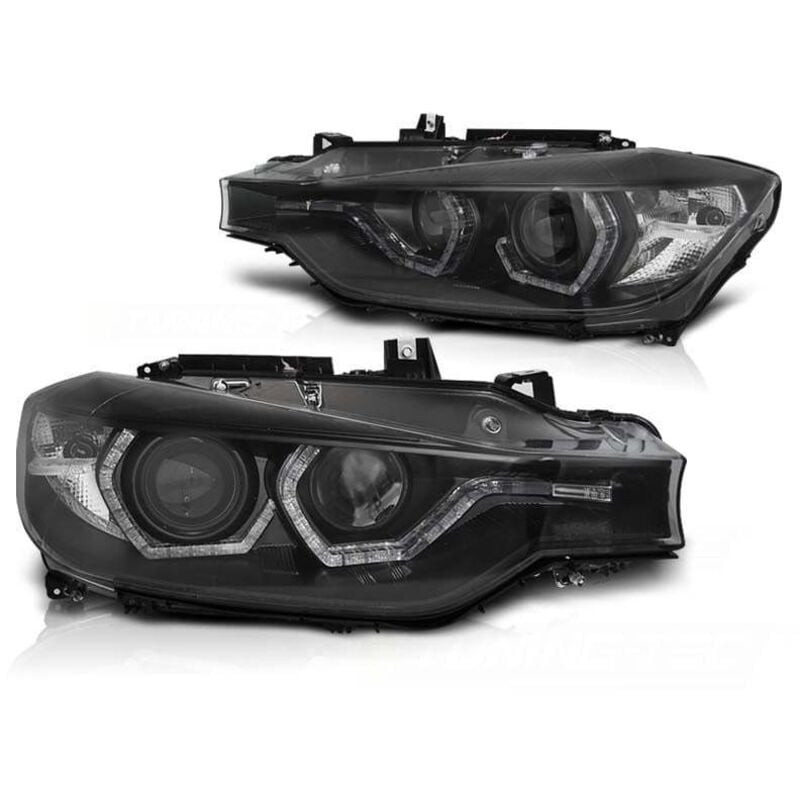 foto del prodotto viking choice - fari bmw f30 f31 10 11 - 05 15 angel eyes led black drl luce diurna