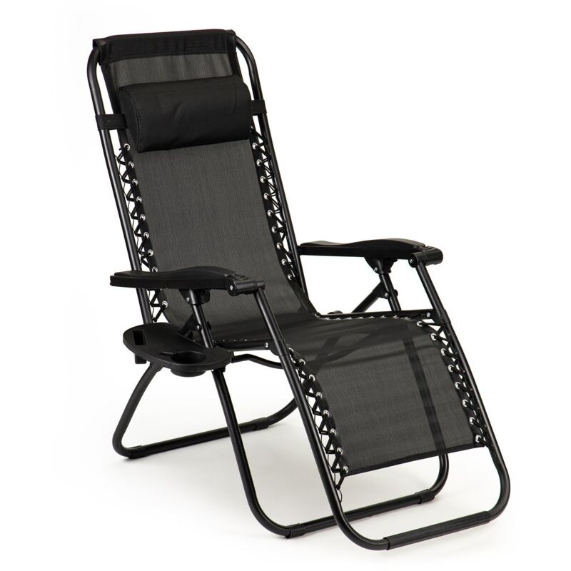 foto del prodotto viking choice lettino sedia da giardino nera gravit zero regolabile