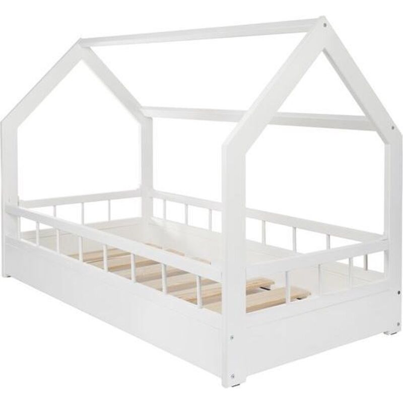foto del prodotto viking choice letto casa per bambini 80x160 cm bianco con sponde