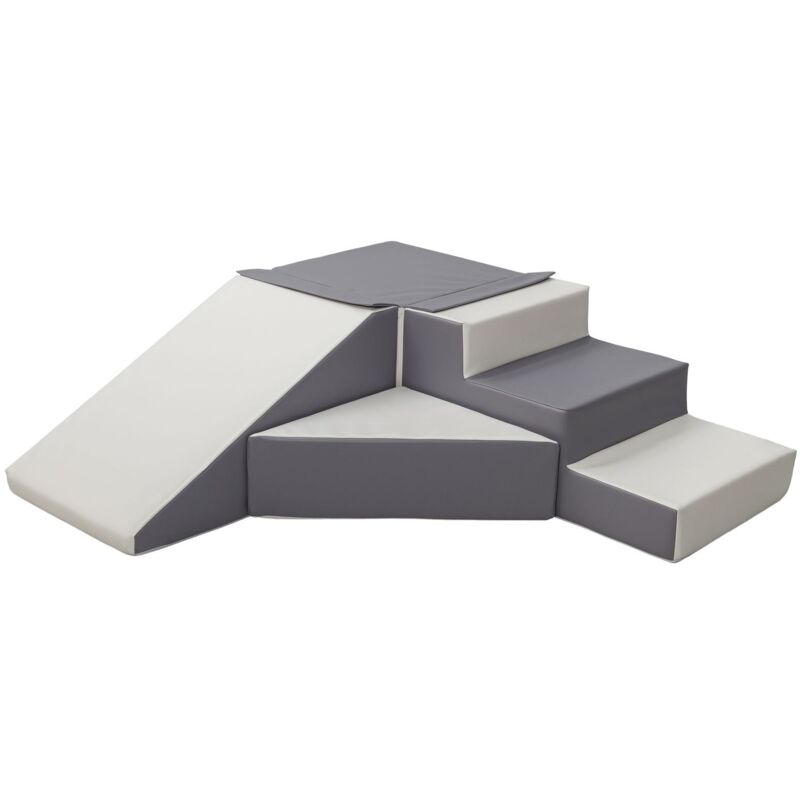 foto del prodotto viking choice - play set blocchi di gommapiuma con scivolo bianco e grigio