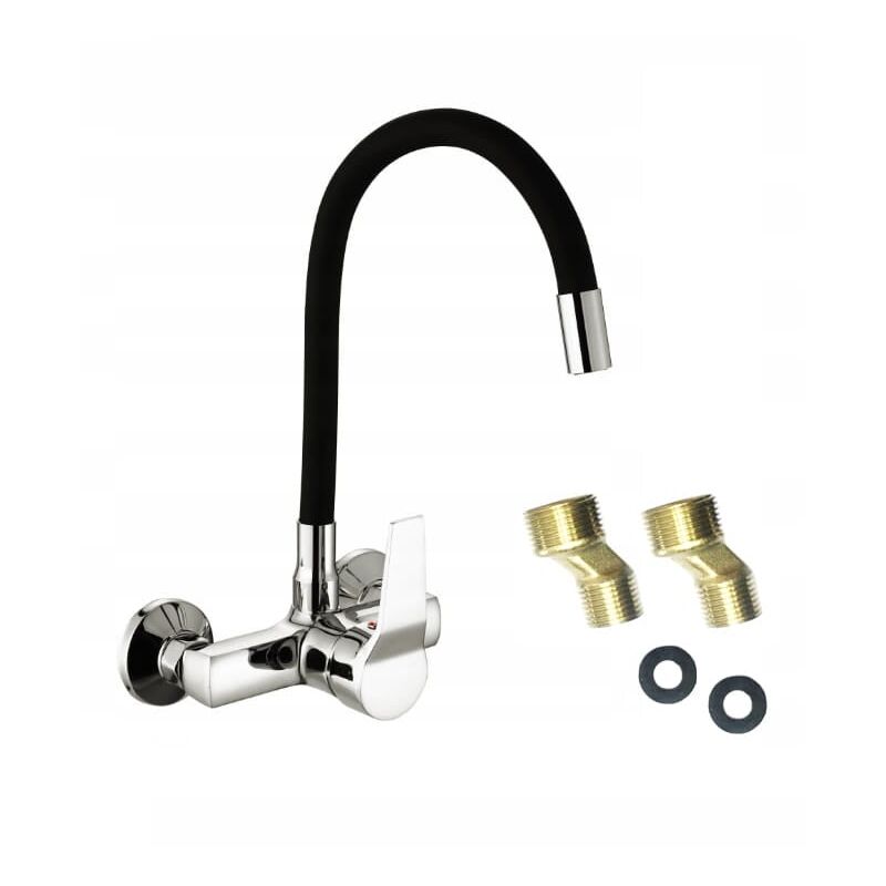foto del prodotto viking choice rubinetto cucina a parete flessibile nero con set di montaggio