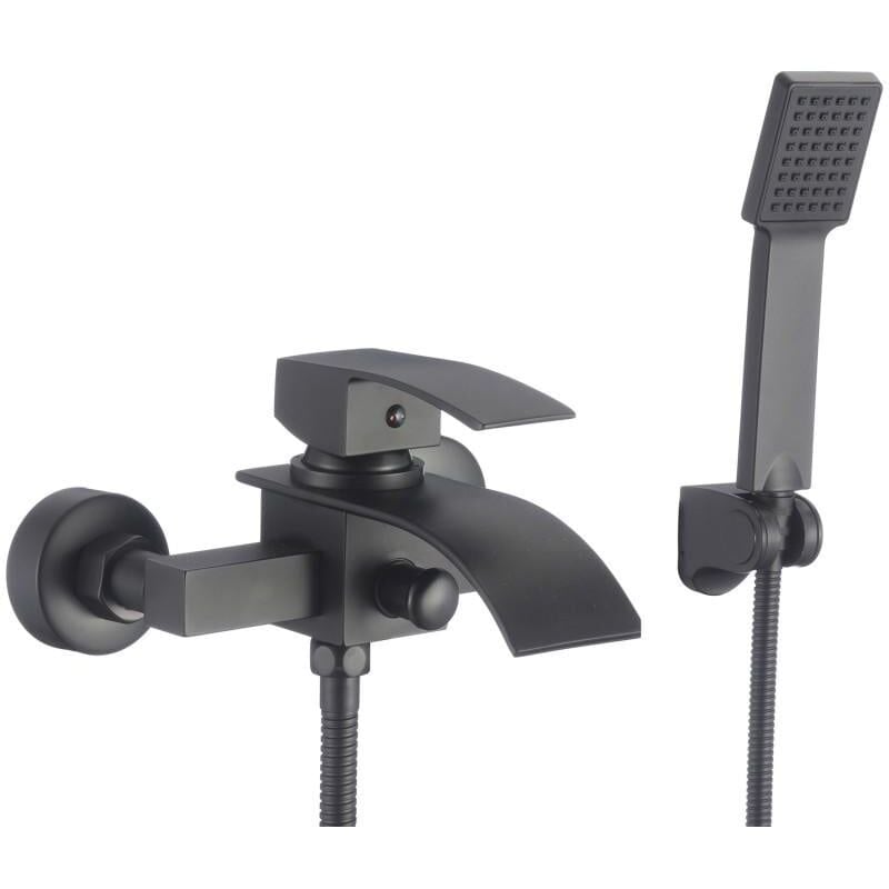 foto del prodotto viking choice rubinetto vasca con doccetta montaggio esterno bocca piatta nero