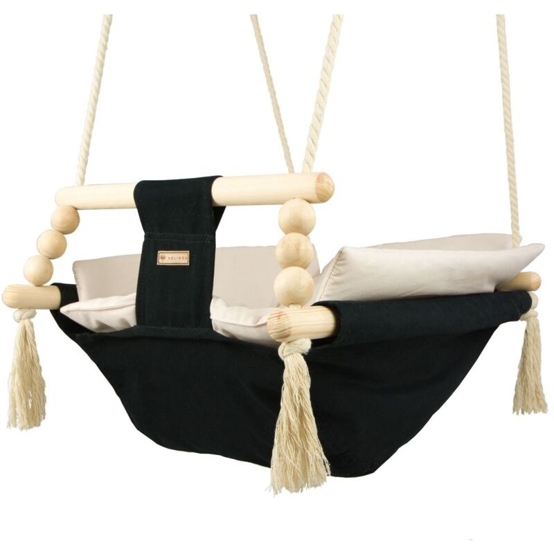 foto del prodotto viking choice sedia a dondolo per bambini max 20 kg nero e crema
