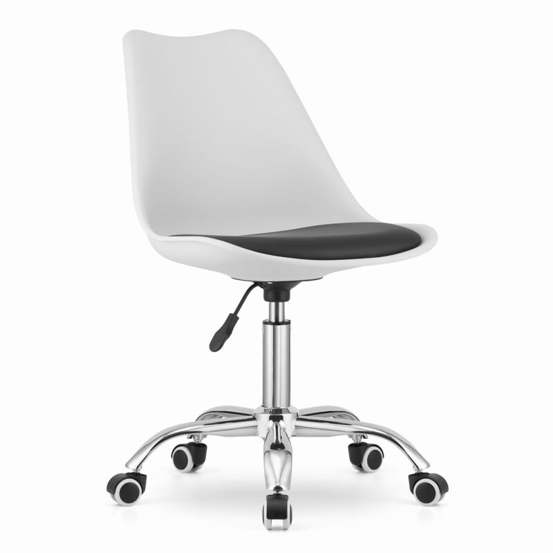 foto del prodotto viking choice sedia girevole alba sedia da ufficio moderna bianca, cromata e nera