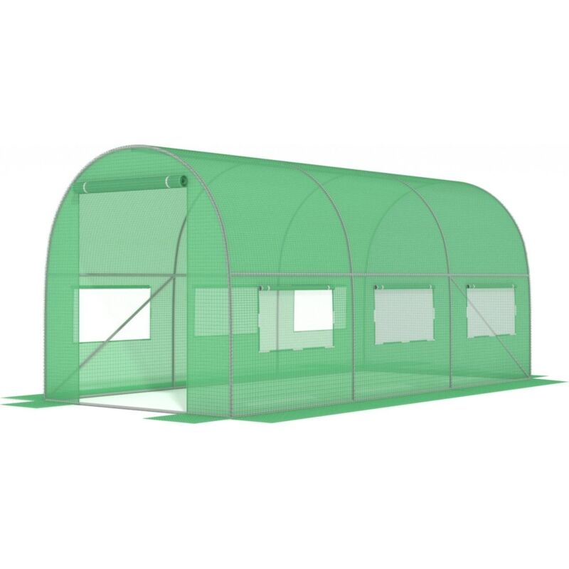 foto del prodotto viking choice serra a tunnel con finestre 450x200x200 cm verde serra da giardino