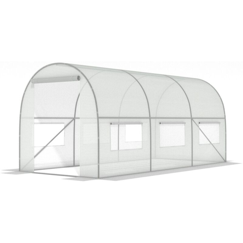 foto del prodotto viking choice serra da giardino 4,5x2x2 metri bianca con 6 finestre con zanzariera 9m2
