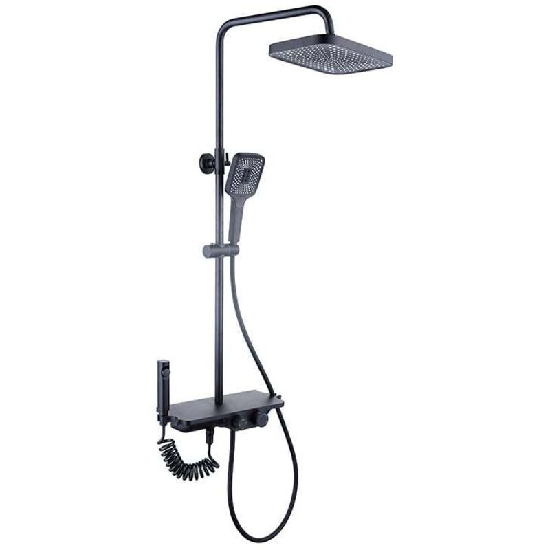 foto del prodotto viking choice set doccia a pioggia 30 cm nero rubinetto termostatico, doccetta e spruzzatore