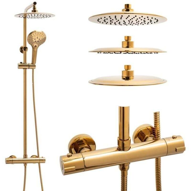 foto del prodotto viking choice set doccia a pioggia con rubinetto termostatico 25 cm oro