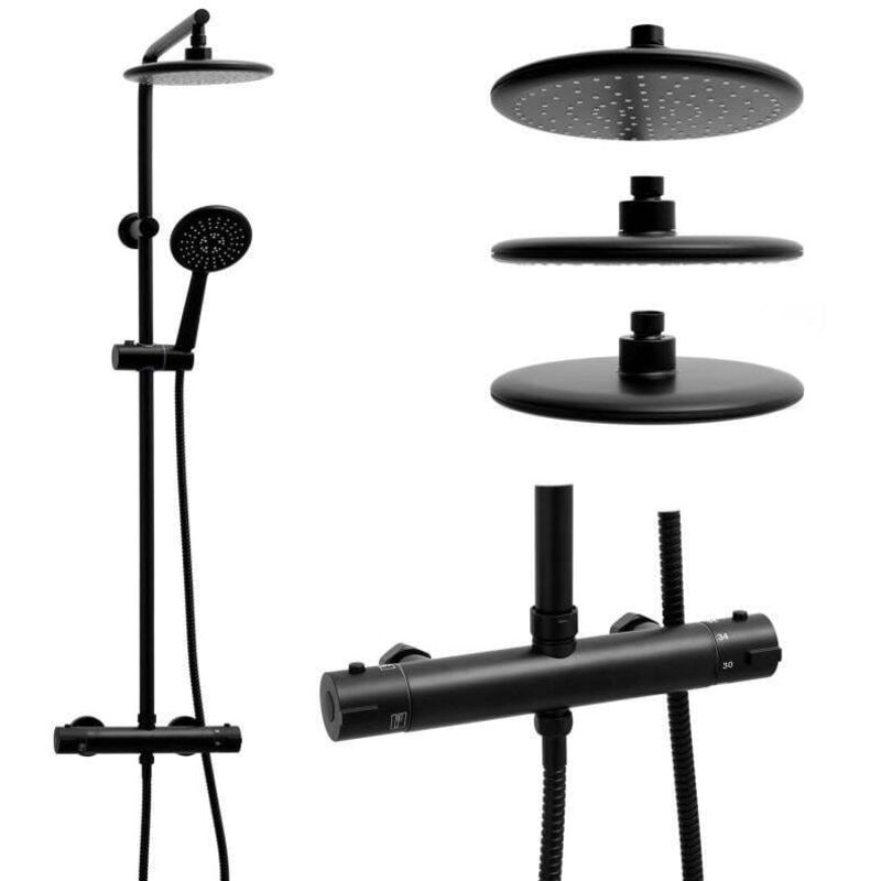 foto del prodotto viking choice set doccia soffione a pioggia 20cm con rubinetto termostatico nero