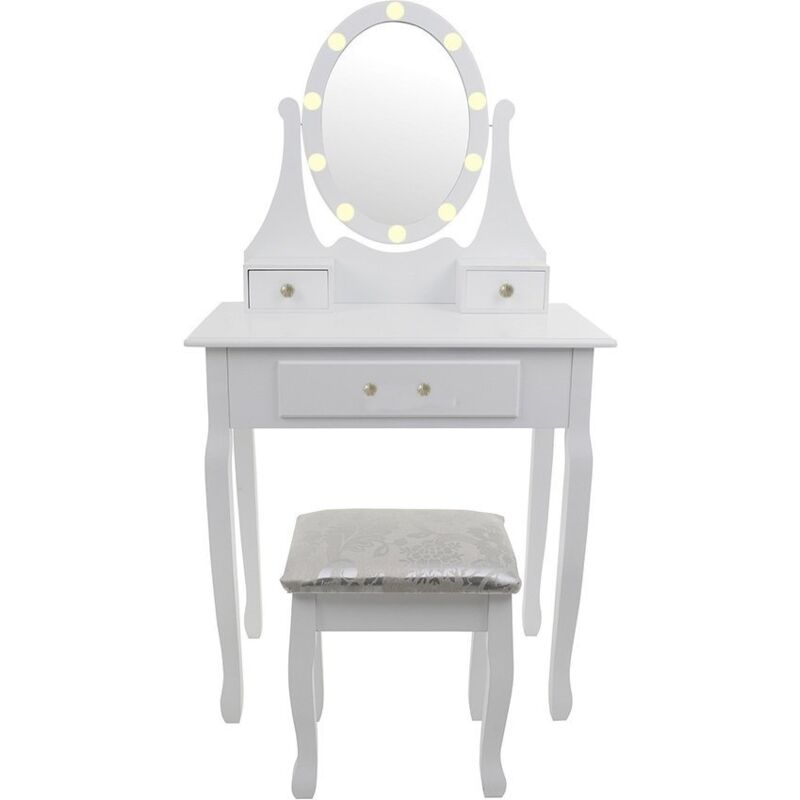 immagine 0 del prodotto viking choice toeletta con specchio illuminato a led e sgabello coordinato 3 cassetti