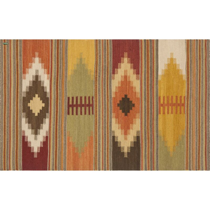 foto del prodotto vilber, bohemian kilim, tappeto, multicolore (beige/arancione/rosso), 75 x 120 x 3 cm