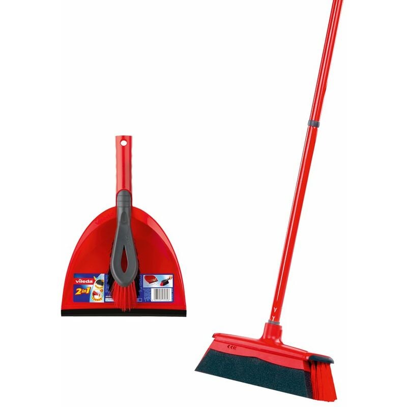 foto del prodotto vileda duactiva besen, mit dreiteiligem stiel und 2 in 1 kehrset, polyurethan, poly thylen set scopa ecologica, poliuretano, polietilene, nero,