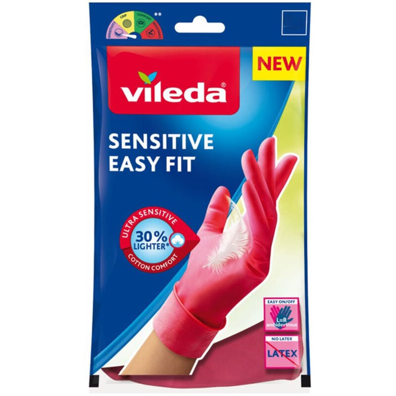 foto del prodotto vileda guanti sensibili easy fit s nitrile rosa multiuso senza lattice