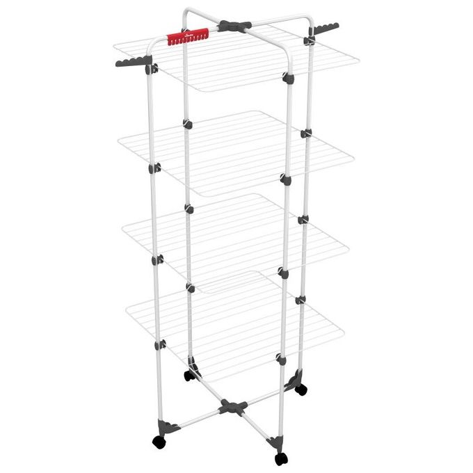 foto del prodotto vileda mixer 4 stendibiancheria a torre con 4 ripiani e ruote in metallo bianco 71x71x169 cm per uso universale e flessibile