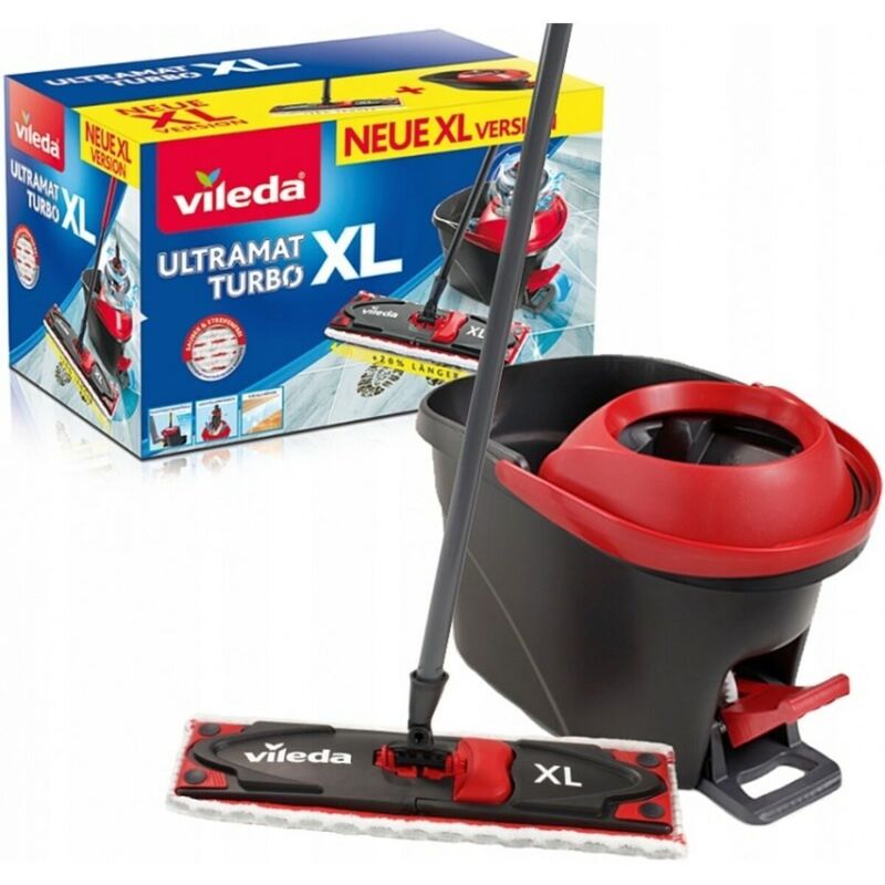 foto del prodotto vileda mop with bucket ultramat turbo xl nero rosso microfibra