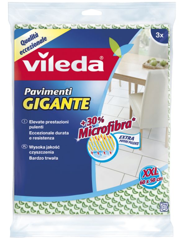 foto del prodotto vileda - pavimenti gigante - 3 panni 50x60 cm