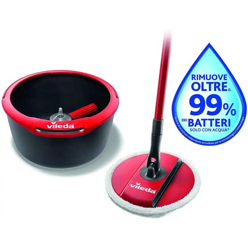 foto del prodotto vileda spin clean, lavapavimenti con sistema di strizzatura manuale attivabile attraverso il manico, set per la pulizia dei pavimenti con secchio,