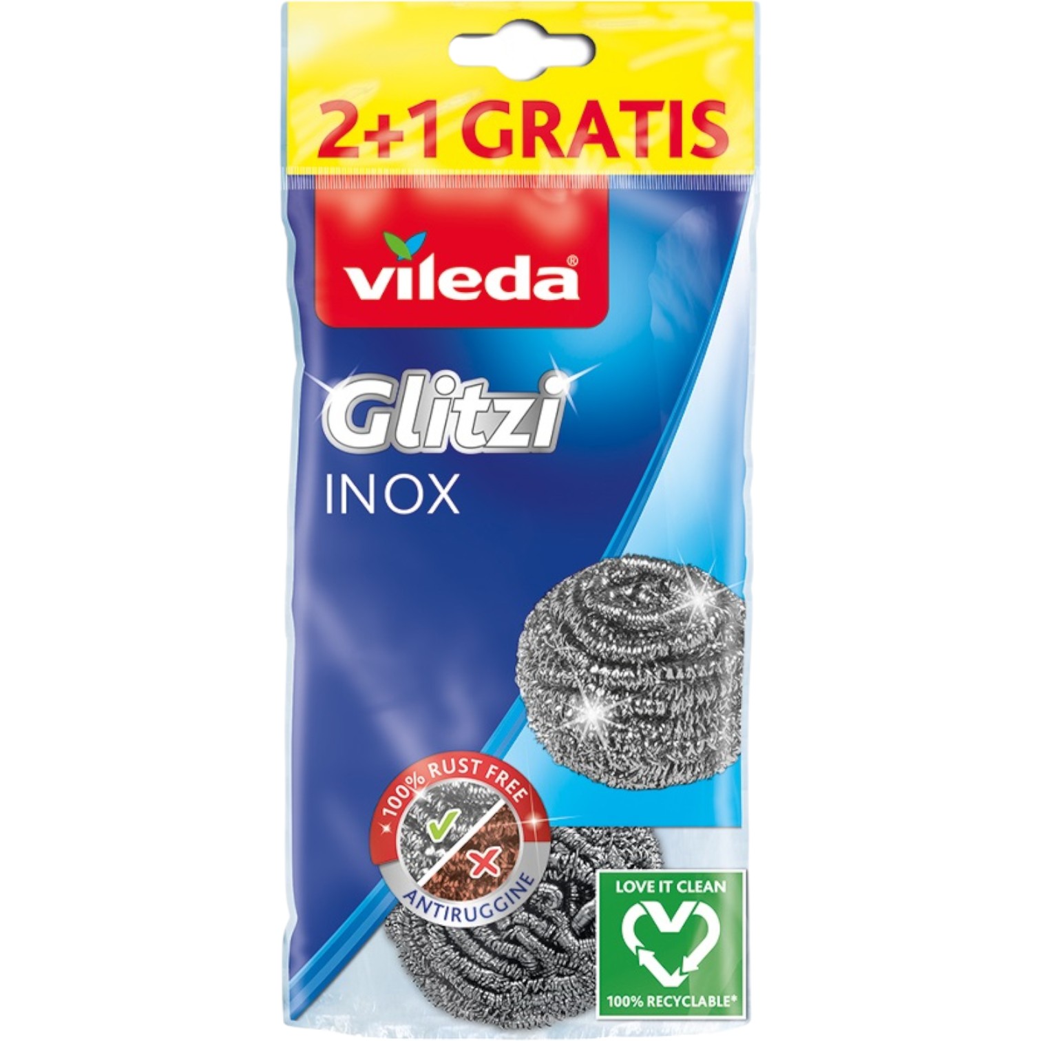 foto del prodotto vileda spugna in acciaio glitzi spiral 3 pz