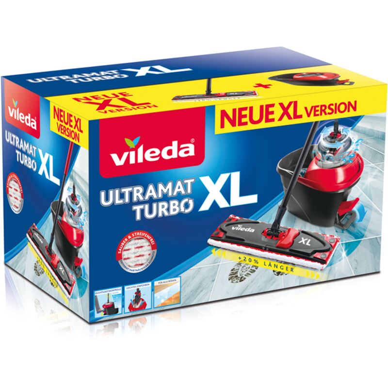 foto del prodotto vileda - ultramat turbo xl-complete box floor mop, microfibra, rosso, set