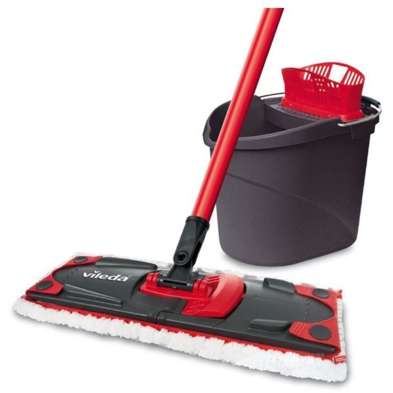 foto del prodotto vileda - ultramax - set per la pulizia, mocio e secchio in microfibra 2in1 con spatola, secchio e mocio con asta telescopica per tutti i tipi di