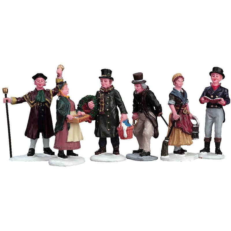 foto del prodotto village people figurinesset 6 set di 6 statuette dei village people gioco invernale decorazione per villaggio natale lemax