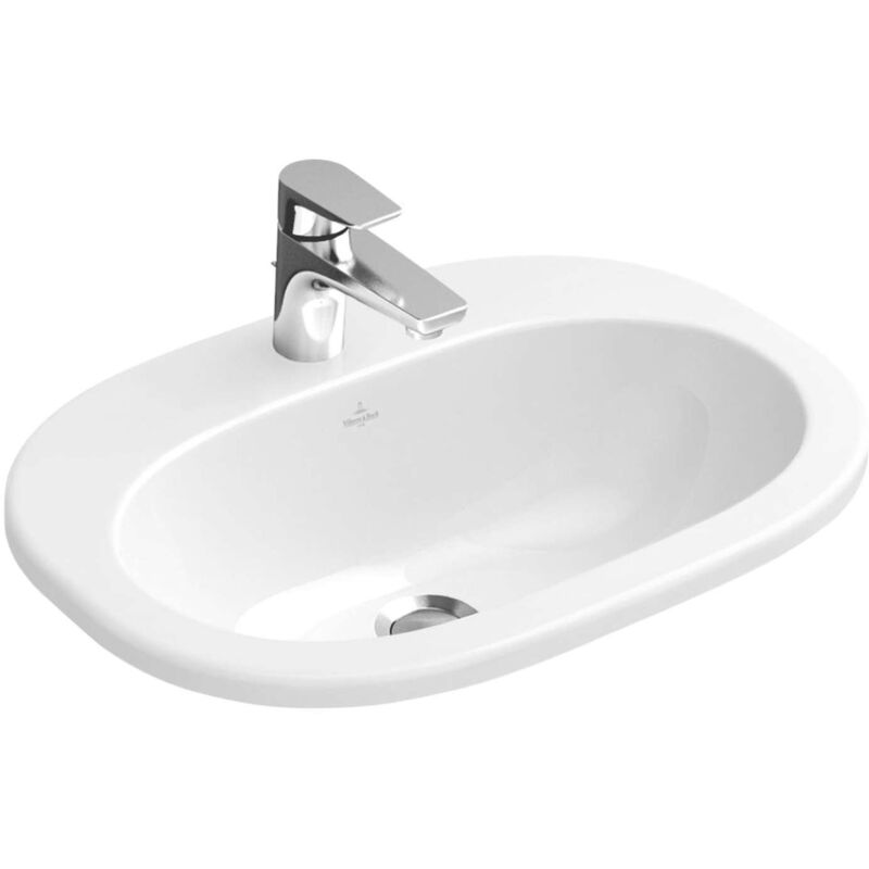 foto del prodotto villeroy boch o.novo lavabo ad incasso 56x41 cm, con troppopieno, foro per miscelatore, ceramicplus, bianco alpino 416156r1