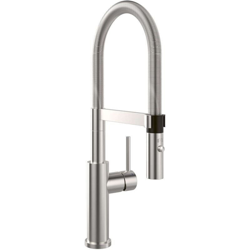 foto del prodotto villeroy boch steel expert 2.0 miscelatore da lavello con braccio di erogazione flessibile e doccetta estraibile, acciaio inox 928000lc
