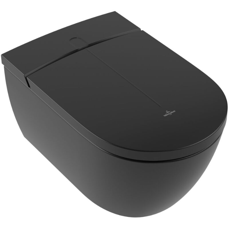 foto del prodotto villeroy boch viclean i 200 ceramicplus, lavabo a parete senza brida con sedile softclose e directflush, nero v0e200r7 