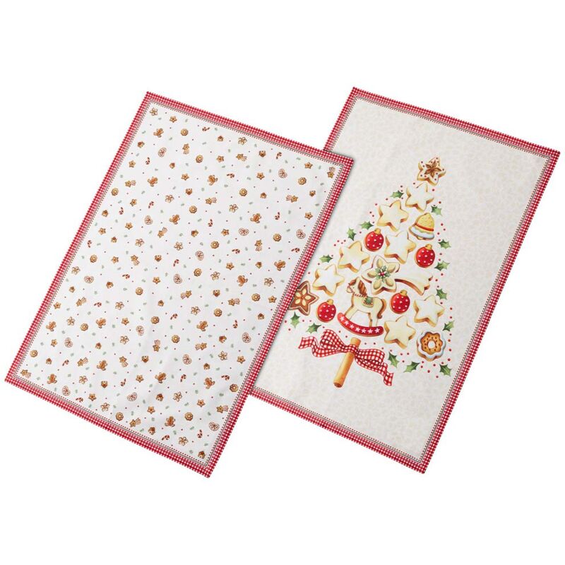 foto del prodotto villeroy boch winter bakery delight canovaccio da cucina 2 pezzi, canovaccio per piatti con motivi natalizi in cotone, multicolore, 50 x 70 cm