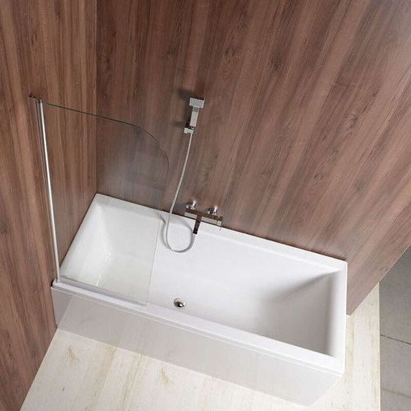 foto del prodotto vilma schermo da bagno 60x140 cm, cromo vetro trasparente aq6014 aqualine