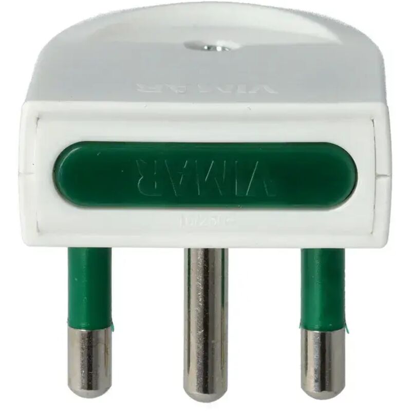 foto del prodotto vimar - 00204.b - spina 2p t 16 a 250v standard italiana, tipo s17-spb17 con spinotti orientabili, bianca super nova