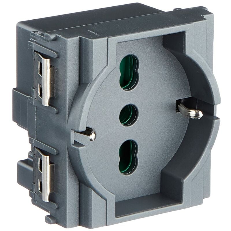 foto del prodotto vimar 0r16211 idea presa da incasso, con protezione bambini sicuri sicury 2p t 16 a 250 v universale, grigio