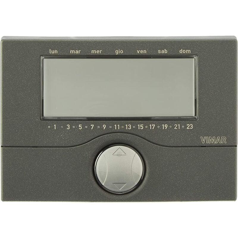 foto del prodotto vimar cronotermostato programmabile a batterie da parete antracite mod. 01910.14