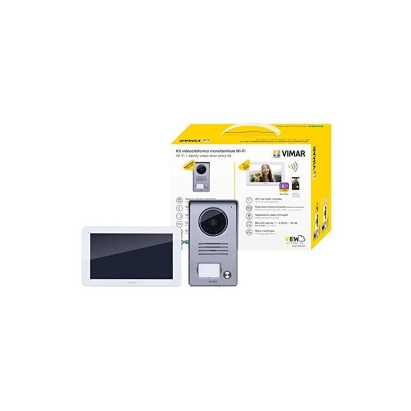 foto del prodotto vimar k40955 kit videocitofonico da parete con videocitofono touch screen vivavoce wi fi a colori lcd 7 , targa audiovideo 1 pulsante, alimentatore,