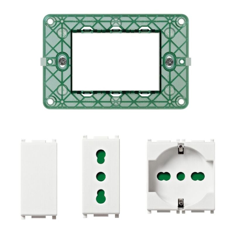 foto del prodotto vimar kit aprile 2025 prese supporti e coprifori bianco plana 14999.22