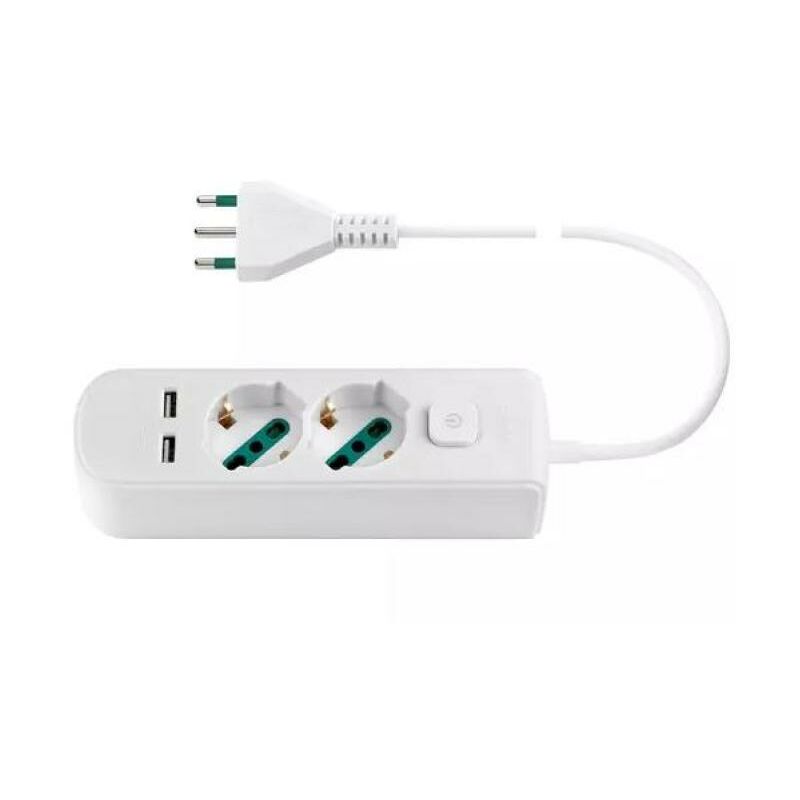 foto del prodotto vimar multipresa 2 prese universali 2 usb s17 interruttore bianco 0r00625.cc.b