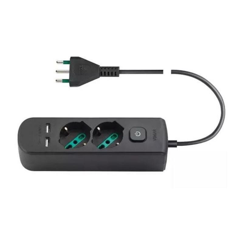 immagine 0 del prodotto vimar multipresa 2 prese universali 2 usb s17 interruttore nero 0r00625.cc